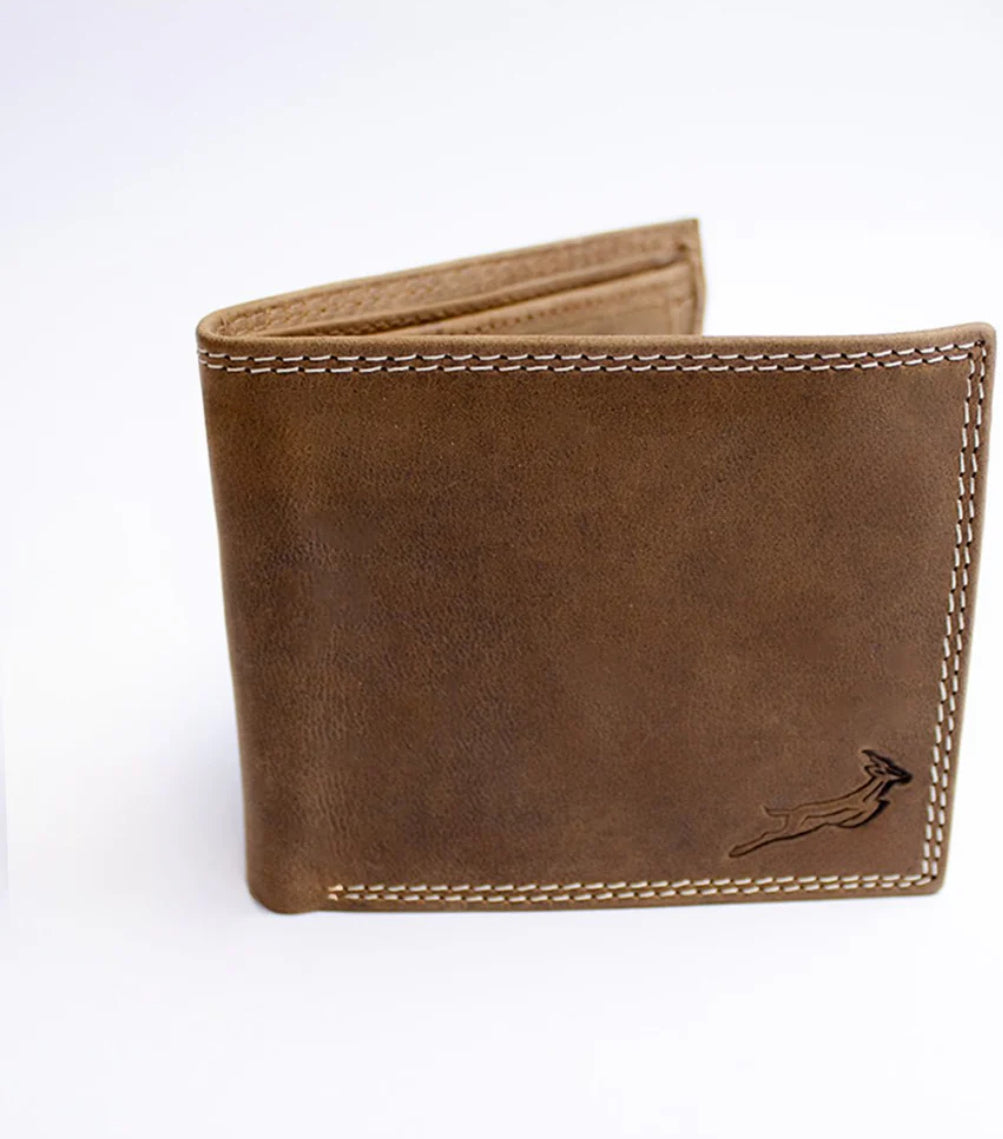 Springboks Double Stitch Fold Over Wallet-Tan