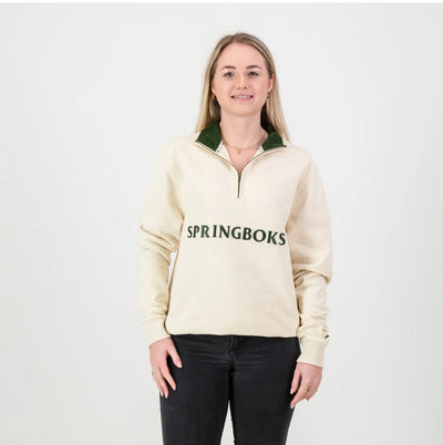Springboks Word Quarter Zip Sweat-Ivory