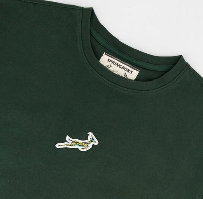 Springboks Pop Badge Ladies Boxy Crew Tee-OS Green
