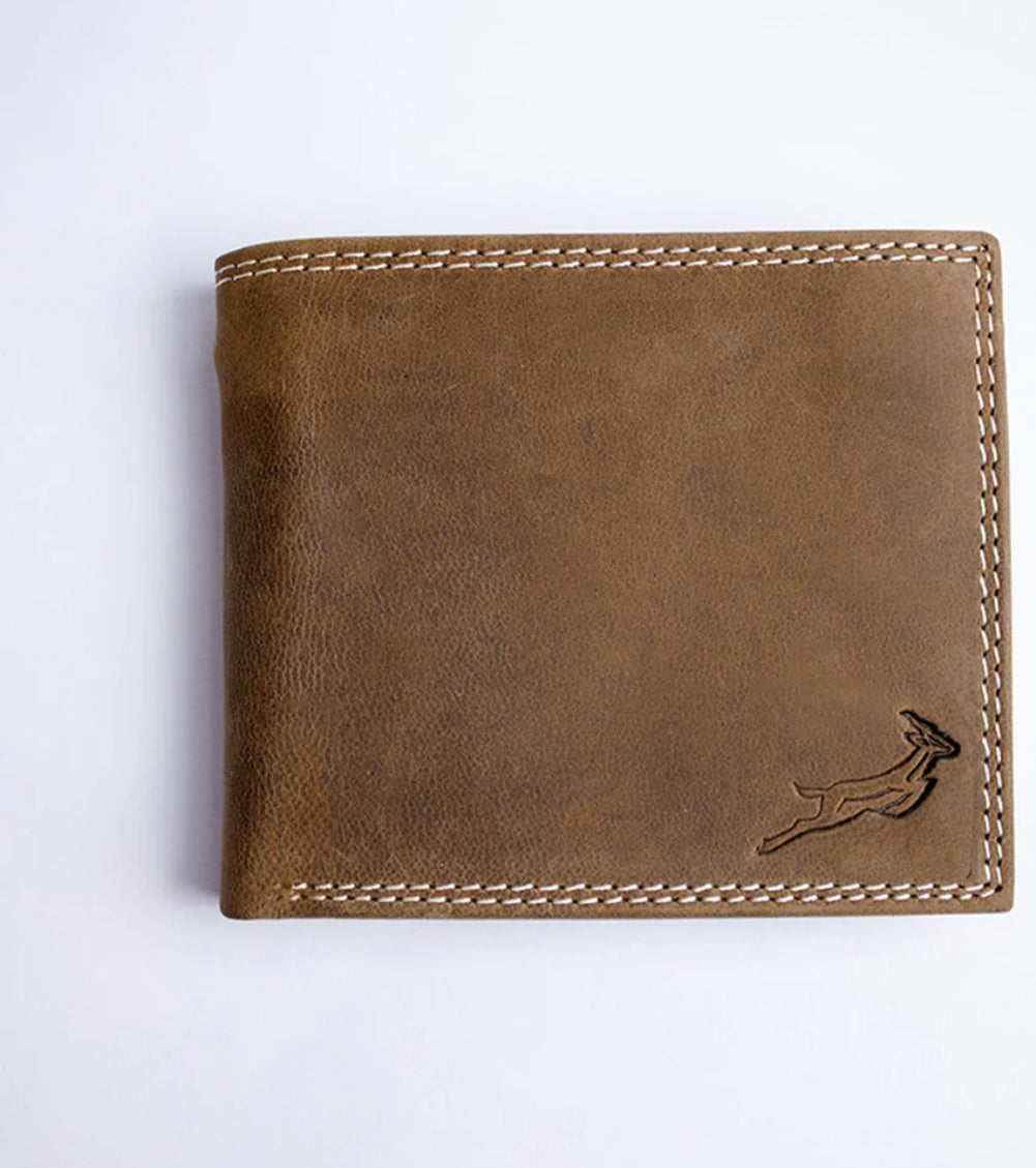Springboks Double Stitch Fold Over Wallet-Tan