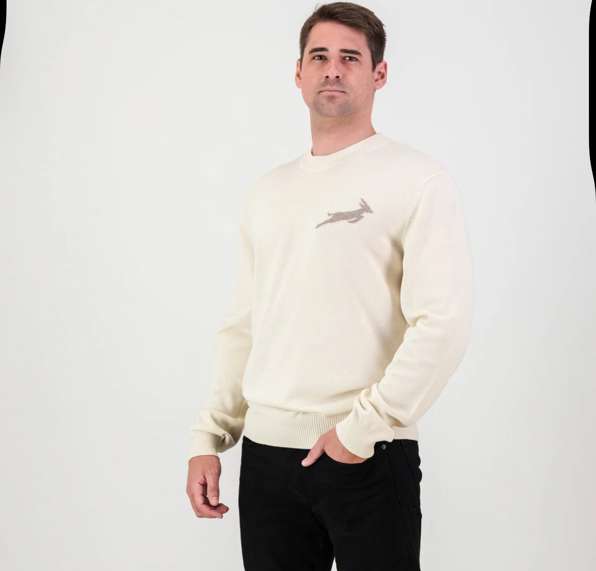Springboks Faded Bok Crew Neck Knit-Ivory