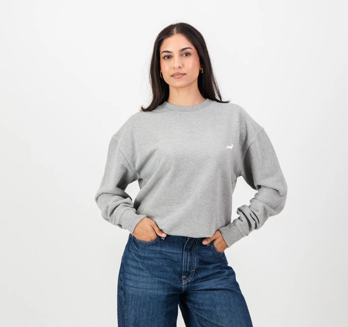 Springboks HS Small logo Crew Sweat - LT Grey Melange