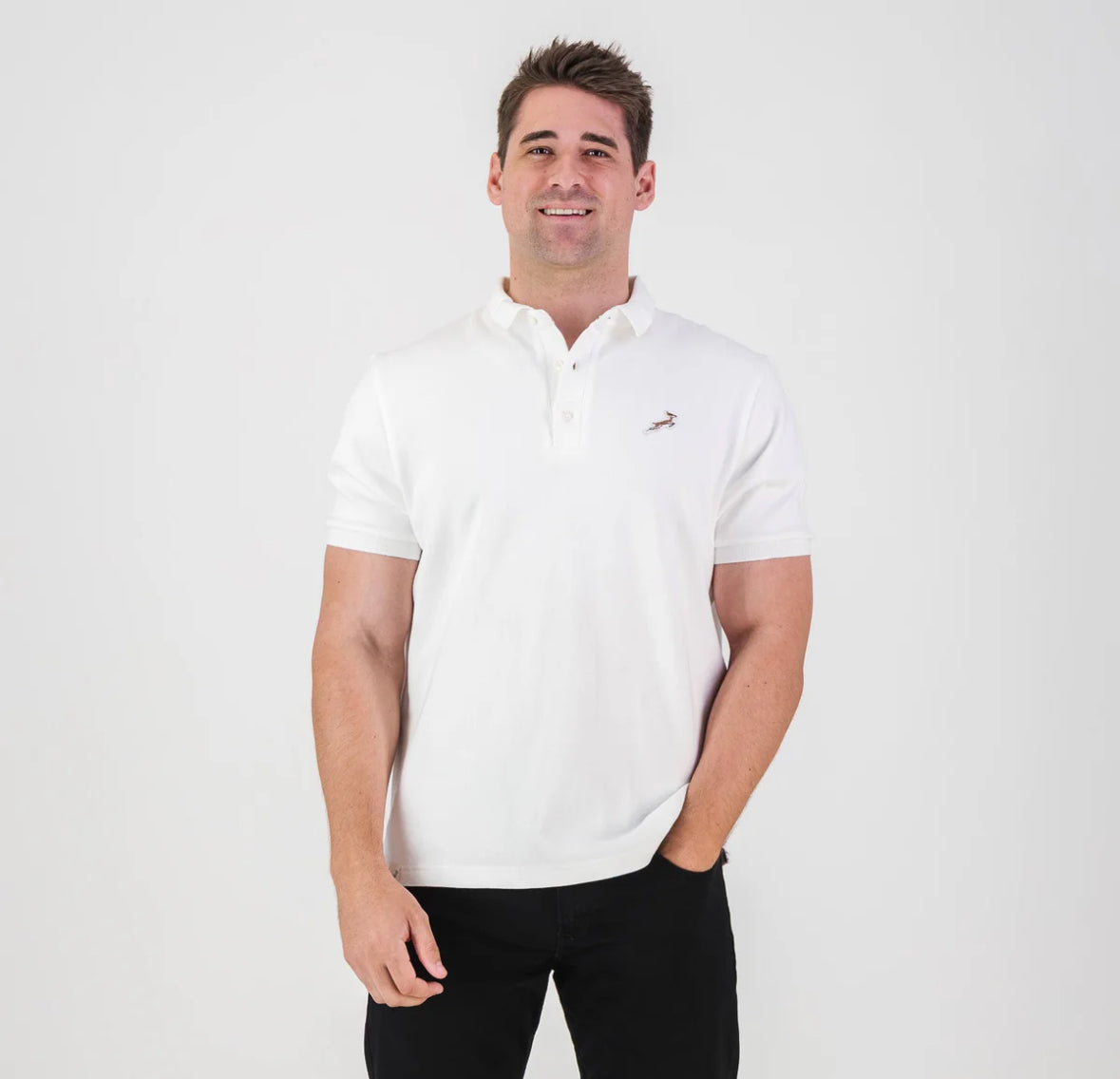 Springboks LC SML Badge SS Polo- White