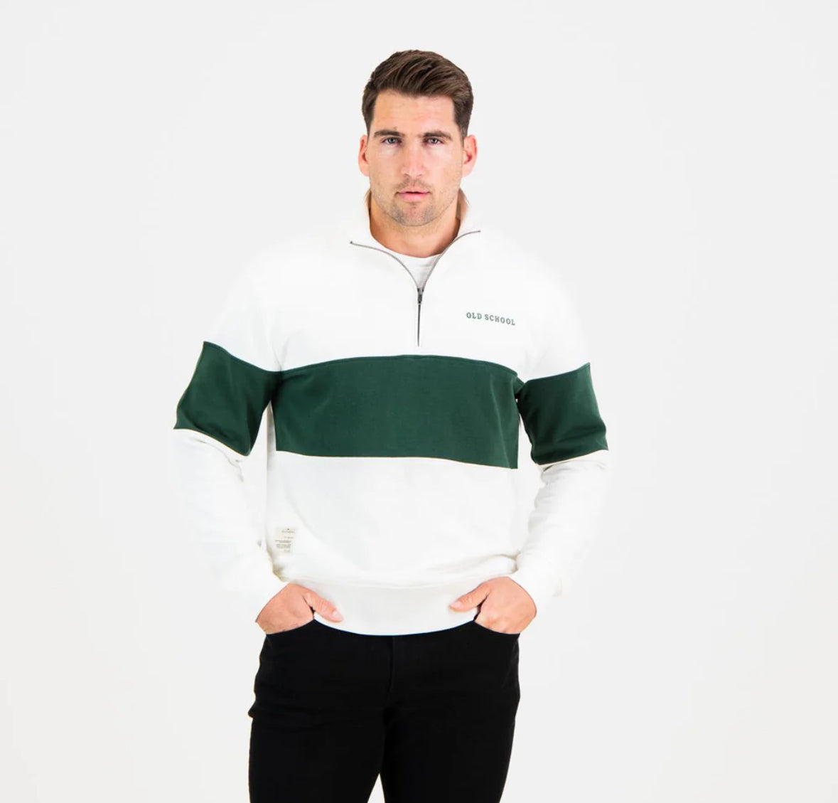 Old School Hoop Quarter Zip Sweat-OS Green