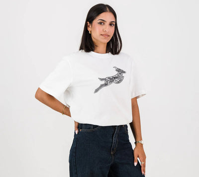 Springboks Stadium Bok Regular Crew Tee-White