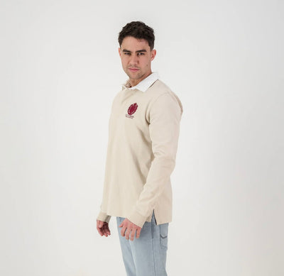 Old School Heraldic LS Rugby Jersey-Ivory