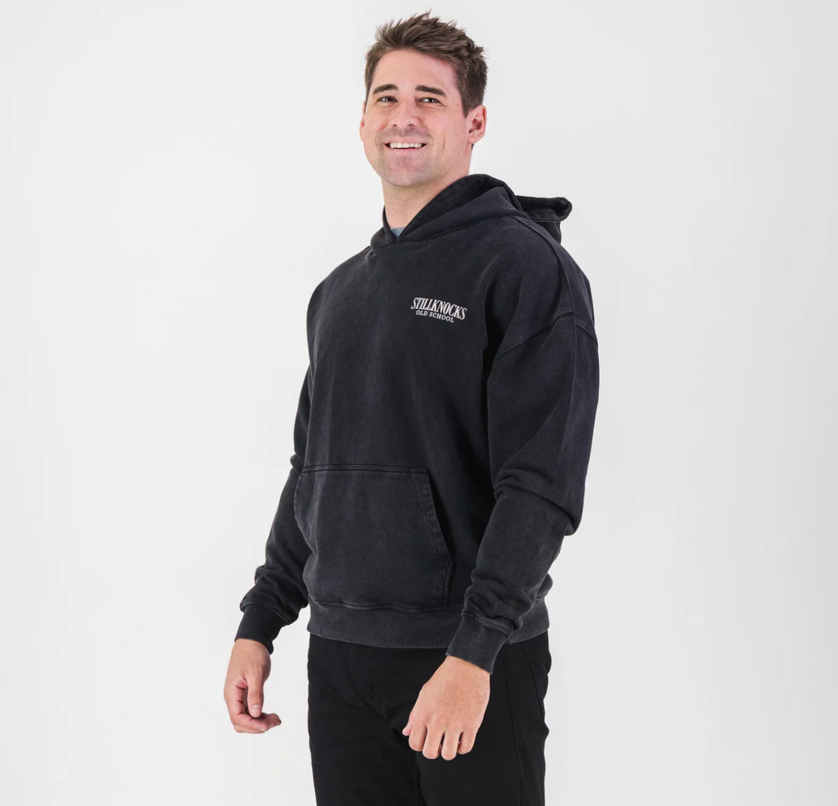 Stillknocks Acid Wash Hoodie Sweat- Black