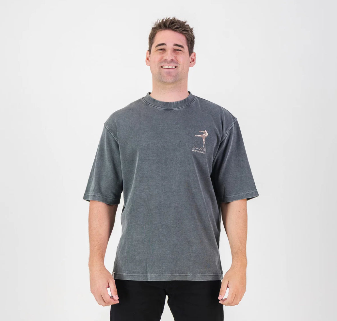 Stillknocks Acid Wash Boxy Crew Tee- Faded Denim