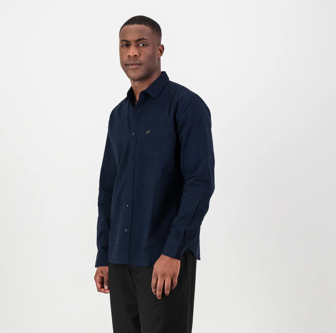 Springboks Tailored LS Oxford Shirt-Navy